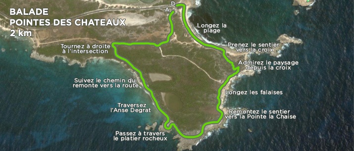 carte des plages de la pointe des chateaux