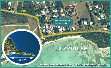 Carte de la plage de la coulée