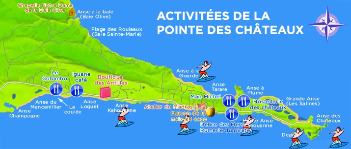 carte des plages de la pointe des châteaux